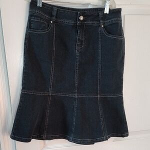 Baccini Dark Blue Denim A-Line Skirt